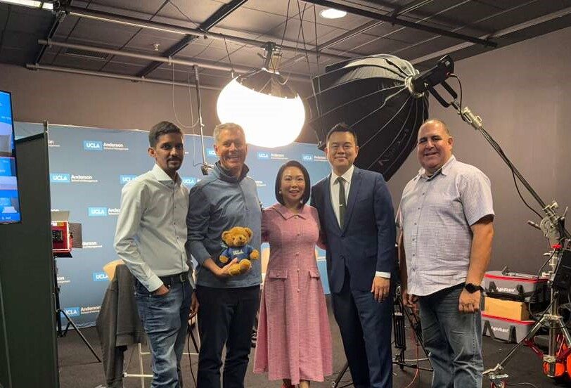 A Celebrate 2026 host and guests in the UCLA Anderson studio