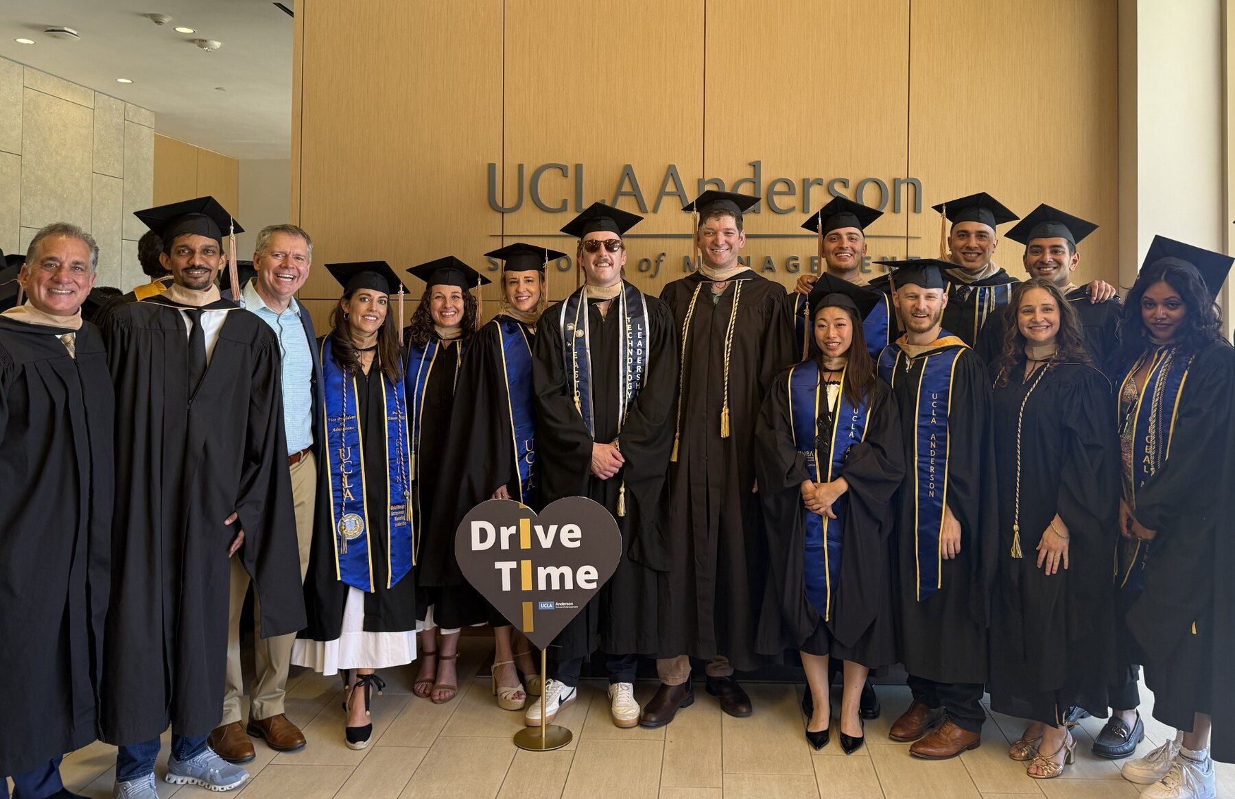The Drive Time team celebrating together at UCLA Anderson graduation